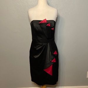 White House Black Market Strapless Dress Black Pink Size 10